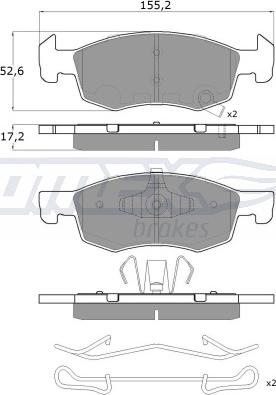 TOMEX brakes TX 17-92 - Əyləc altlığı dəsti, əyləc diski furqanavto.az