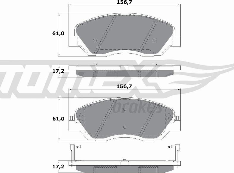 TOMEX brakes TX 17-44 - Əyləc altlığı dəsti, əyləc diski furqanavto.az