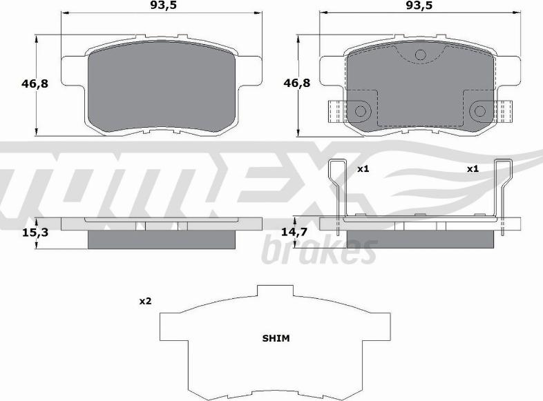 TOMEX brakes TX 17-54 - Əyləc altlığı dəsti, əyləc diski furqanavto.az