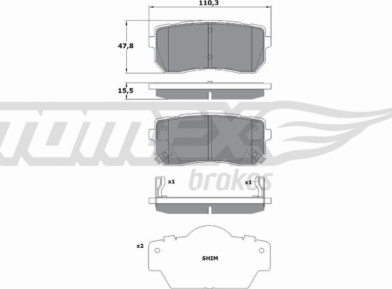 TOMEX brakes TX 17-50 - Əyləc altlığı dəsti, əyləc diski furqanavto.az