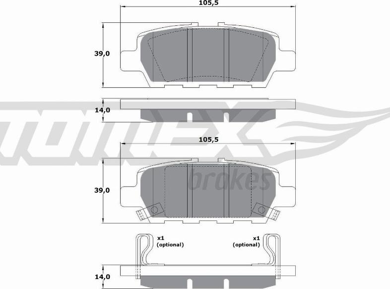 TOMEX brakes TX 17-57 - Əyləc altlığı dəsti, əyləc diski furqanavto.az