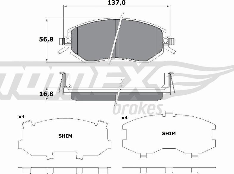 TOMEX brakes TX 17-65 - Əyləc altlığı dəsti, əyləc diski furqanavto.az