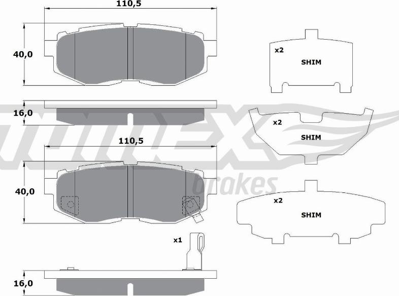 TOMEX brakes TX 17-66 - Əyləc altlığı dəsti, əyləc diski furqanavto.az