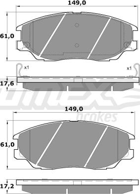 TOMEX brakes TX 17-09 - Əyləc altlığı dəsti, əyləc diski furqanavto.az