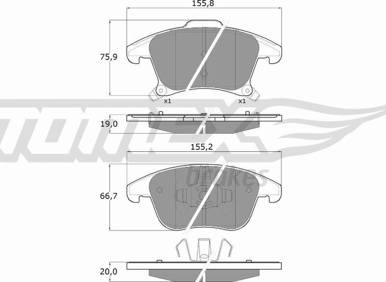 TOMEX brakes TX 17-75 - Əyləc altlığı dəsti, əyləc diski furqanavto.az