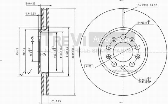 Trevi Automotive BD1115 - Əyləc Diski furqanavto.az