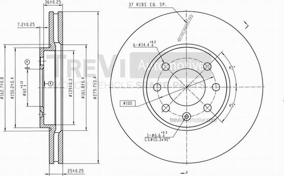 Trevi Automotive BD1170 - Əyləc Diski furqanavto.az