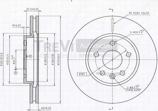 Trevi Automotive BD1254 - Əyləc Diski furqanavto.az