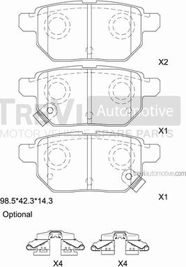 Trevi Automotive PF1458 - Əyləc altlığı dəsti, əyləc diski furqanavto.az