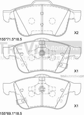 Trevi Automotive PF1460 - Əyləc altlığı dəsti, əyləc diski furqanavto.az