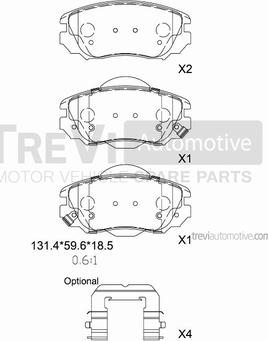 Trevi Automotive PF1418 - Əyləc altlığı dəsti, əyləc diski furqanavto.az