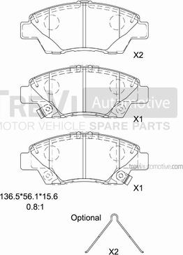 Trevi Automotive PF1480 - Əyləc altlığı dəsti, əyləc diski furqanavto.az