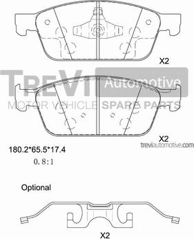 Trevi Automotive PF1482 - Əyləc altlığı dəsti, əyləc diski furqanavto.az