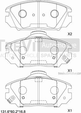 Trevi Automotive PF1436 - Əyləc altlığı dəsti, əyləc diski furqanavto.az