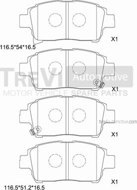 Trevi Automotive PF1431 - Əyləc altlığı dəsti, əyləc diski furqanavto.az