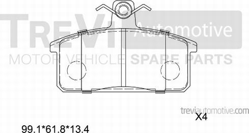 Trevi Automotive PF1425 - Əyləc altlığı dəsti, əyləc diski furqanavto.az