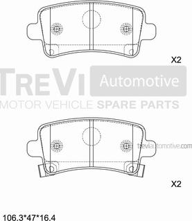 Trevi Automotive PF1420 - Əyləc altlığı dəsti, əyləc diski furqanavto.az