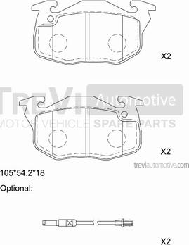 Trevi Automotive PF1476 - Əyləc altlığı dəsti, əyləc diski furqanavto.az