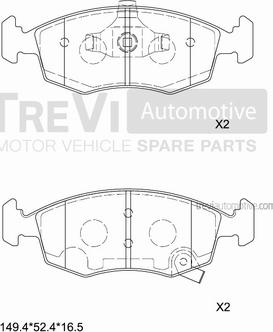 Trevi Automotive PF1477 - Əyləc altlığı dəsti, əyləc diski furqanavto.az