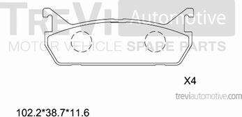 Trevi Automotive PF1562 - Əyləc altlığı dəsti, əyləc diski furqanavto.az