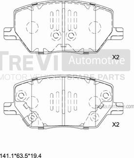 Trevi Automotive PF1512 - Əyləc altlığı dəsti, əyləc diski furqanavto.az