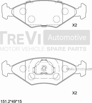 Trevi Automotive PF1539 - Əyləc altlığı dəsti, əyləc diski furqanavto.az