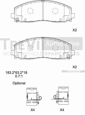 Trevi Automotive PF1525 - Əyləc altlığı dəsti, əyləc diski furqanavto.az