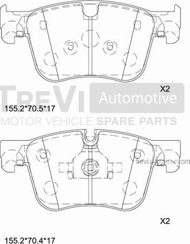 Trevi Automotive PF1521 - Əyləc altlığı dəsti, əyləc diski furqanavto.az