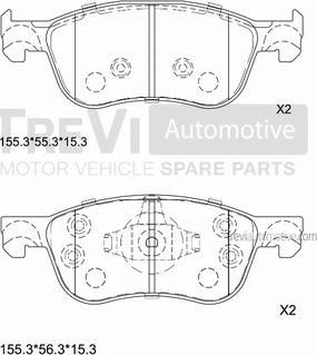 Trevi Automotive PF1527 - Əyləc altlığı dəsti, əyləc diski furqanavto.az