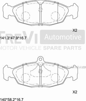 Trevi Automotive PF1571 - Əyləc altlığı dəsti, əyləc diski furqanavto.az