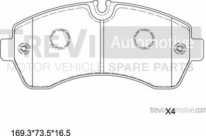 Trevi Automotive PF1643 - Əyləc altlığı dəsti, əyləc diski furqanavto.az