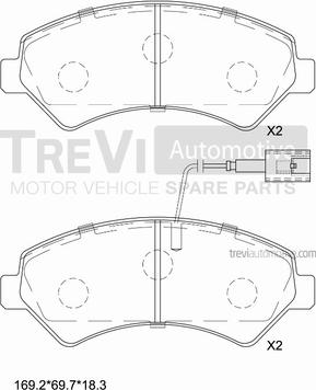 Trevi Automotive PF1650 - Əyləc altlığı dəsti, əyləc diski furqanavto.az