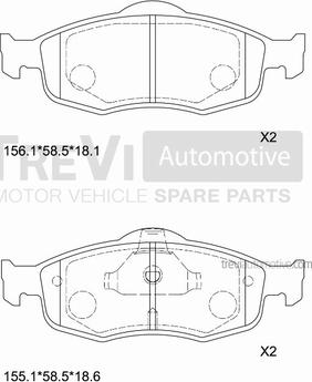 Trevi Automotive PF1601 - Əyləc altlığı dəsti, əyləc diski furqanavto.az