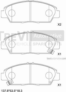 Trevi Automotive PF1603 - Əyləc altlığı dəsti, əyləc diski furqanavto.az