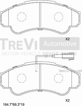 Trevi Automotive PF1629 - Əyləc altlığı dəsti, əyləc diski furqanavto.az