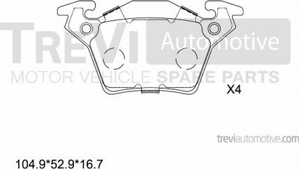 Trevi Automotive PF1620 - Əyləc altlığı dəsti, əyləc diski furqanavto.az