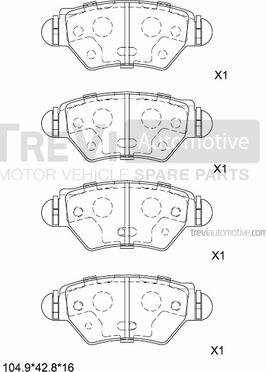 Trevi Automotive PF1052 - Əyləc altlığı dəsti, əyləc diski furqanavto.az