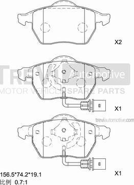 Trevi Automotive PF1065 - Əyləc altlığı dəsti, əyləc diski furqanavto.az