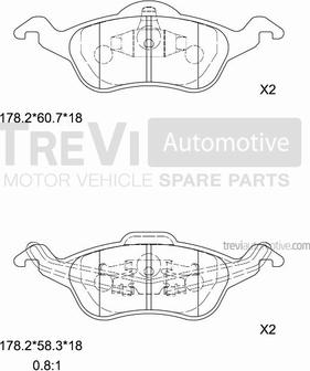 Trevi Automotive PF1061 - Əyləc altlığı dəsti, əyləc diski furqanavto.az