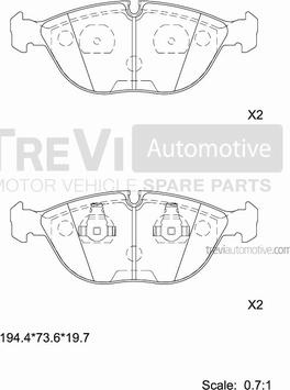 Trevi Automotive PF1000 - Əyləc altlığı dəsti, əyləc diski furqanavto.az