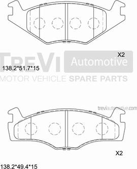 Trevi Automotive PF1018 - Əyləc altlığı dəsti, əyləc diski furqanavto.az