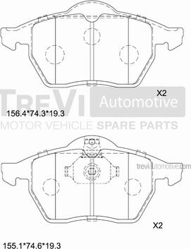 Trevi Automotive PF1017 - Əyləc altlığı dəsti, əyləc diski furqanavto.az