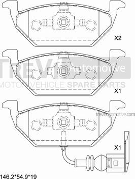 Trevi Automotive PF1085 - Əyləc altlığı dəsti, əyləc diski furqanavto.az