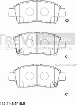 Trevi Automotive PF1074 - Əyləc altlığı dəsti, əyləc diski furqanavto.az