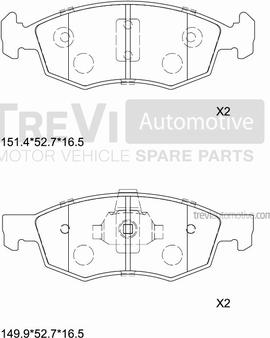 Trevi Automotive PF1076 - Əyləc altlığı dəsti, əyləc diski furqanavto.az