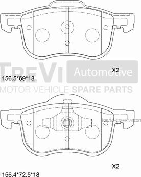 Trevi Automotive PF1078 - Əyləc altlığı dəsti, əyləc diski furqanavto.az