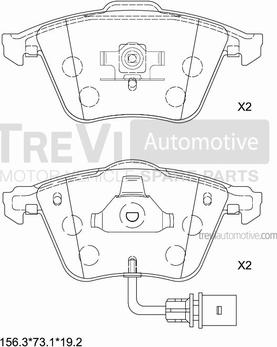 Trevi Automotive PF1199 - Əyləc altlığı dəsti, əyləc diski furqanavto.az