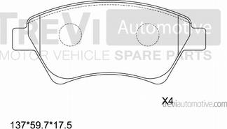 Trevi Automotive PF1161 - Əyləc altlığı dəsti, əyləc diski furqanavto.az