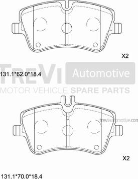 Trevi Automotive PF1104 - Əyləc altlığı dəsti, əyləc diski furqanavto.az