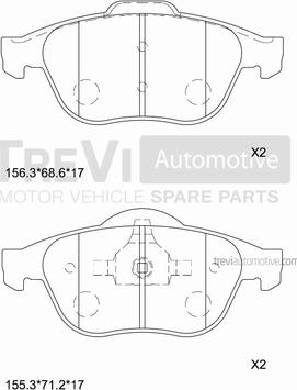 Trevi Automotive PF1107 - Əyləc altlığı dəsti, əyləc diski furqanavto.az